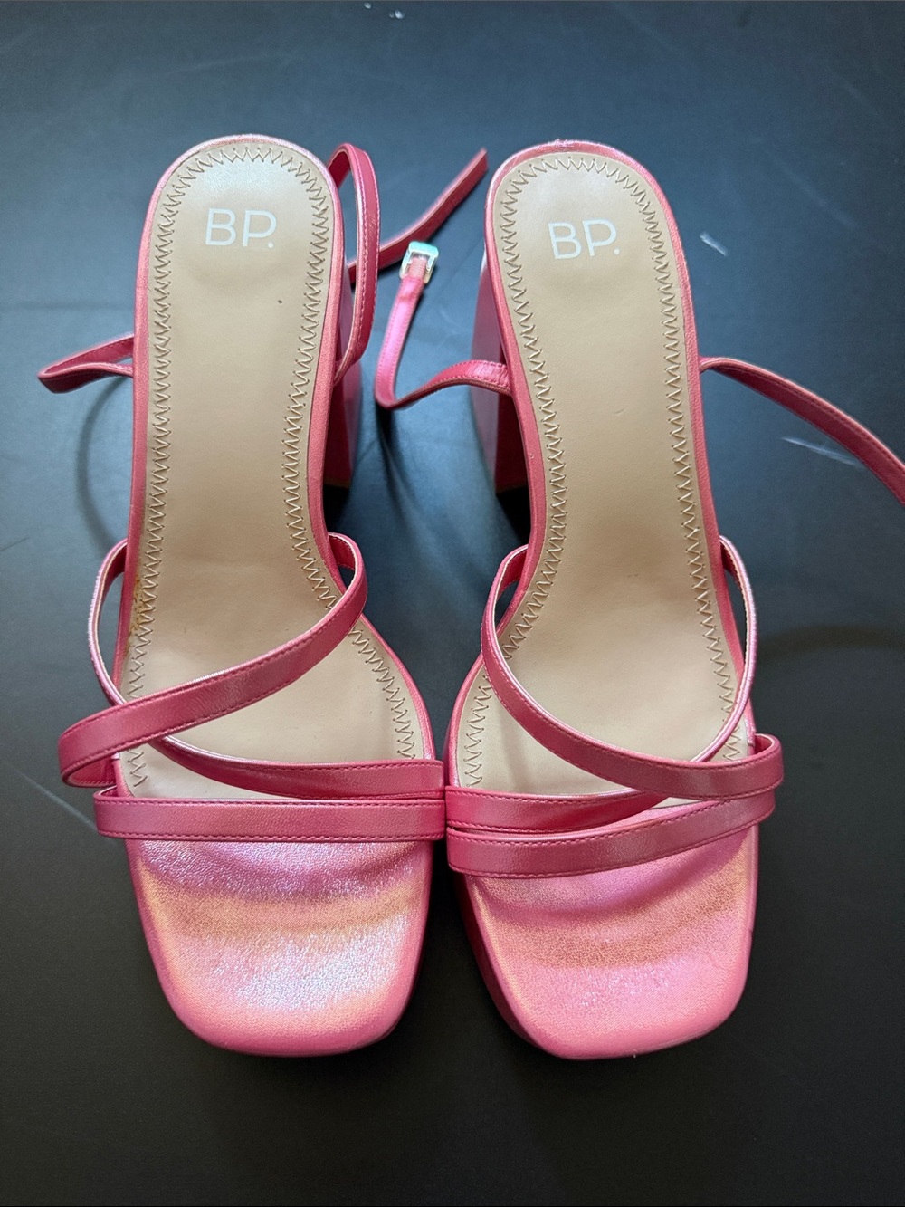 bp Pink Strappy Block Heels